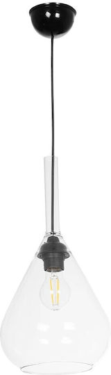 GloboStar Pendant Light Transparent with Crystals for Socket E27 20x20x42cm