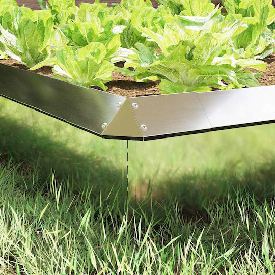 vidaXL Metal Garden Border in Silver Color 25x13.5cm