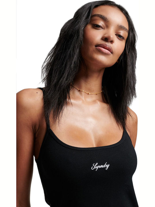 Strappy Summer Mini Athletic Dress with Spaghetti Strap Black