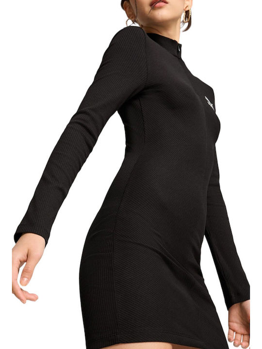 Classics Mini Sportliches Damenkleid Langärmeliges Schwarzes