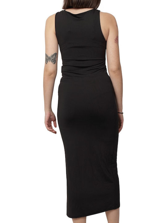Summer Midi Dress with Tearing Black