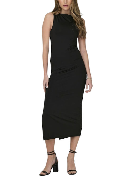 Summer Midi Dress with Tearing Black