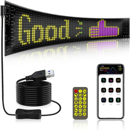 Εύκαμπτη Led Πινακίδα Rgb Bluetooth Κινούμενες Εικόνες Κείμενο Μέσω Εφαρμογής 37.5x9cm Led Matrix Panel 074137 Εύκαμπτη Led Πινακίδα Rgb Bluetooth Κινούμενες Εικόνες Κείμενο Μέσω Εφαρμογής 37.5x9cm Led Matrix Panel 074137