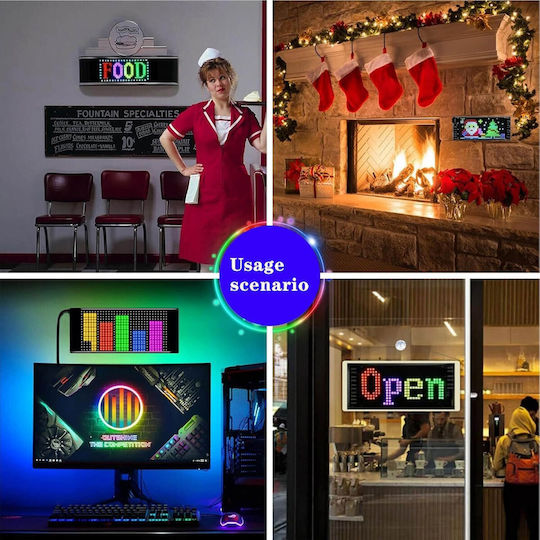 Flexibles LED-Schild RGB Bluetooth Animierte Bilder Text über App 37,5x9cm LED-Matrix-Panel 074137