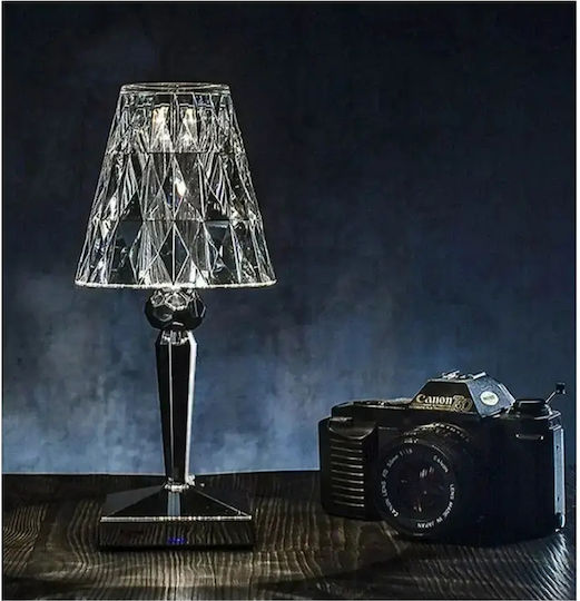 Led Επαναφορτιζόμενο Rgb Επιτραπέζιο Φωτιστικό Crystal Lamp Τηλεχειριστήριο Rz-122 Διάφανο