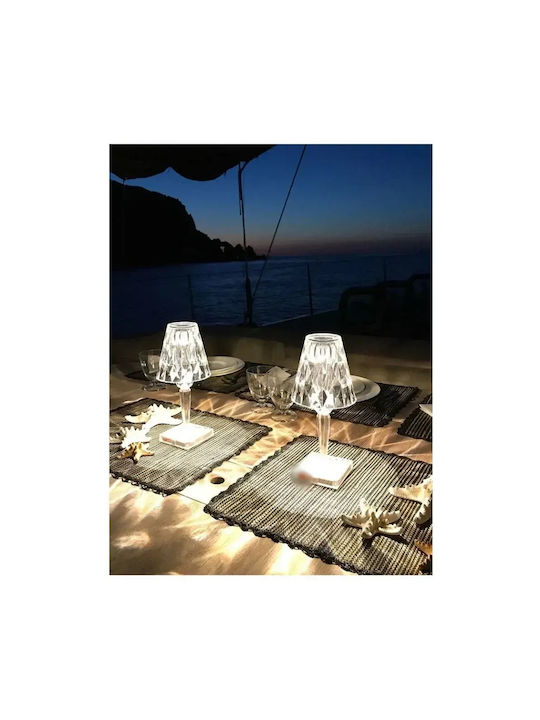 Lampă de masă LED reîncărcabilă RGB Lampă de cristal telecomandă RZ-122 transparentă