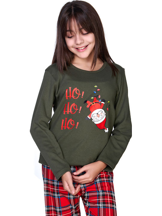 Comfort Kinder Schlafanzug Winterlich Baumwoll Green
