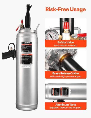 Portable Tire Bead Seating Device Vevor 3.2 Gal 12.11 L 12 L Air Bead Blaster Manual Tire Inflating Tool Working Pressure 87-116 Psi Inflatable Trigger Car Compact SUV Light Truck Electric Bicycle