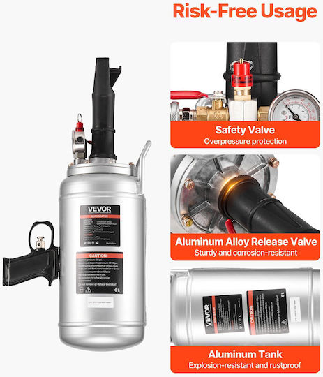 Vevor Portable Tire Bead Seater 1.6 Gal 6 L Air Bead Gun Hand Tire Inflator Tool Operating Pressure 87-116 Psi Inflatable Trigger Car Compact SUV Light Truck Electric Bicycle RV ATV