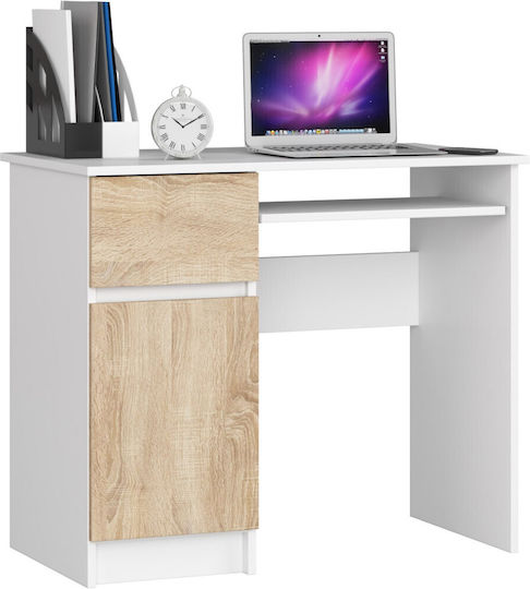 Computer Office Piksel Wooden White And Sonoma Oak 90x50x77cm