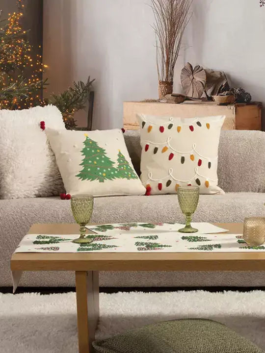 Decorative Christmas Pillow Filling Happy Holiday Tree Beige Nef-nef Homeware 45x45