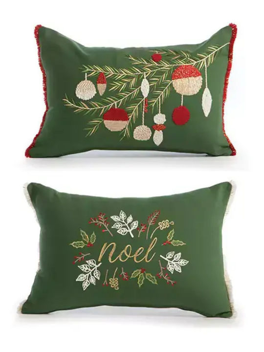 Christmas Decorative Pillow Filling Noel Verde Green-white Nef-nef Homeware 30x45