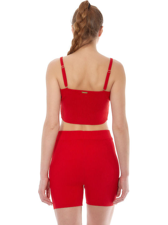 Winterlich Damen Bluse Ärmellos Red