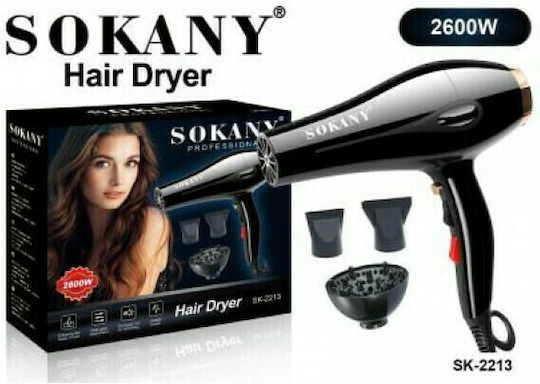 Sokany Πιστολάκι Μαλλιών με Φυσούνα 2600W Μαύρο