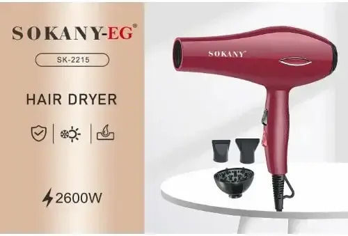 Sokany Hair Dryer with Diffuser 2600W Red
