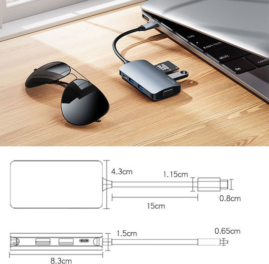 Yesido 3 Port Hub with USB-A Connection Gray