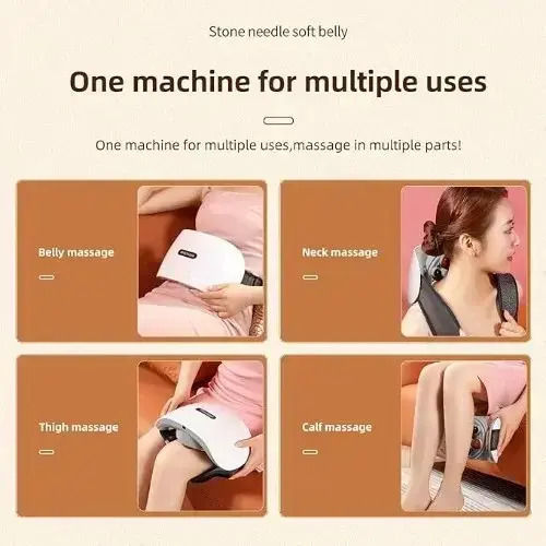 Rechargeable Heated Abdominal Belt 10 Massage Functions Adjustable Intensity Deep Skin Penetration White