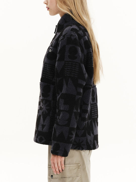 Χειμερινή Γυναικεία Fleece Μπλούζα με Φερμουάρ Μπλε