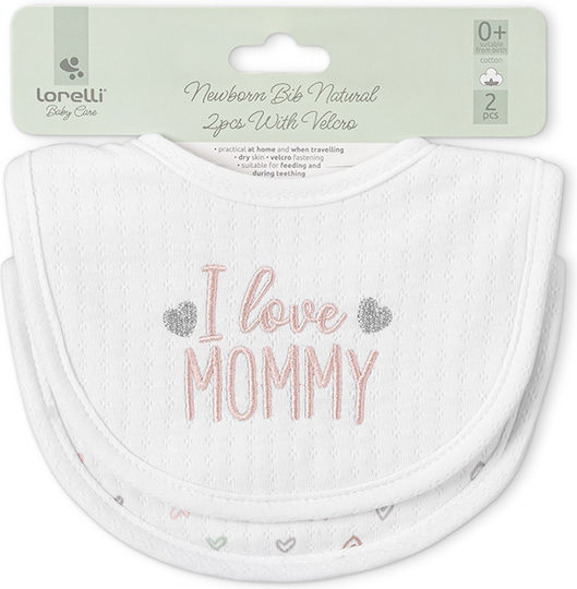 Lorelli Girl Bib Fabric with Hoop & Loop Fastener Pink for 0 m+ 2pcs