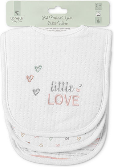 Lorelli Bib Fabric with Hoop & Loop Fastener Pink for 0 m+ 3pcs