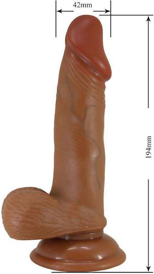 Dildo Реалистично дилдо Със смукателна чашка Кафяв