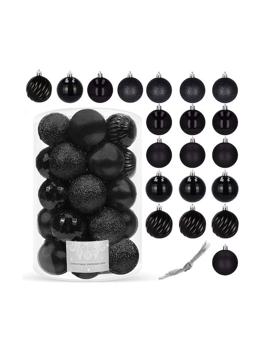 Christmas Ball Set 20 Pieces 5 Designs 6cm Black