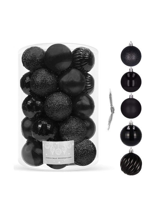 Christmas Ball Set 20 Pieces 5 Designs 6cm Black