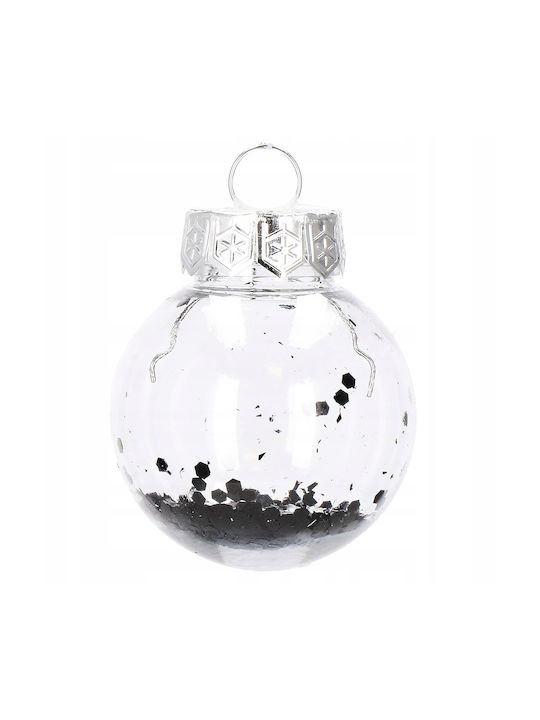 Unique Christmas Ball Set 24 Pieces 5cm Transparent Black Interior