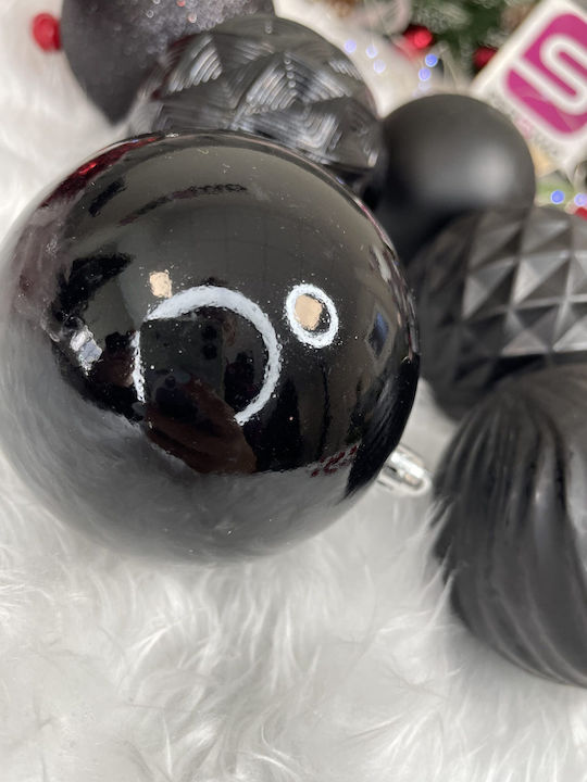Christmas Ball Set 30 Pieces 8cm 6 Designs Black
