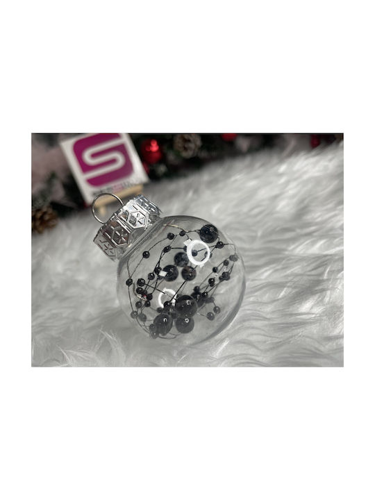 Unique Christmas Ball Set 24 Pieces 5cm Transparent Black Interior