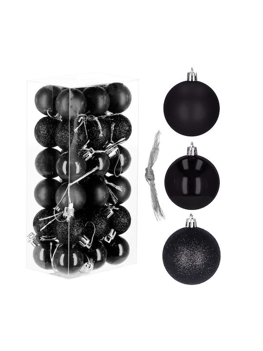 Set Globuri De Crăciun 36 Bucăți 3 Modele 3cm Negre