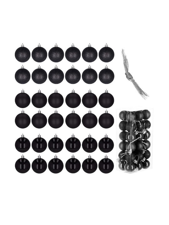 Set Globuri De Crăciun 36 Bucăți 3 Modele 3cm Negre