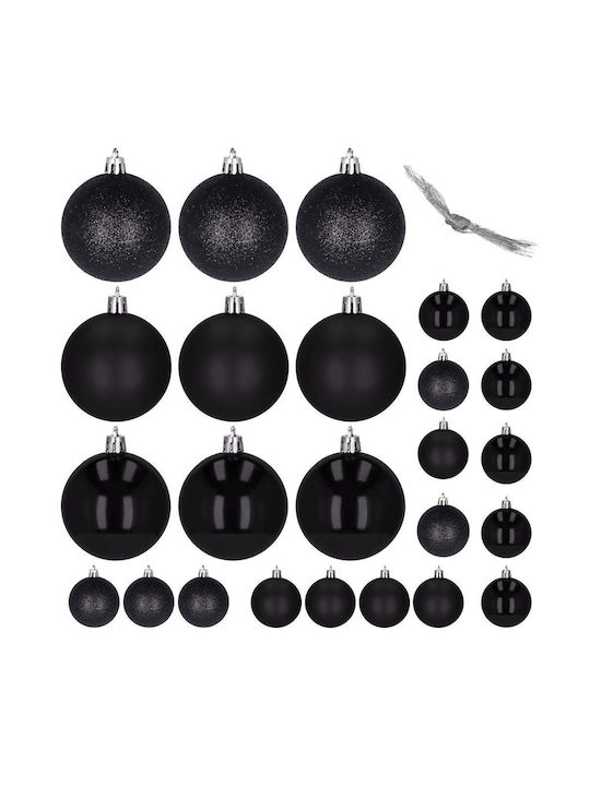 Weihnachtsbaumschmuck Set 25 Stück 3 Sorten 2,5cm 4cm Schwarze