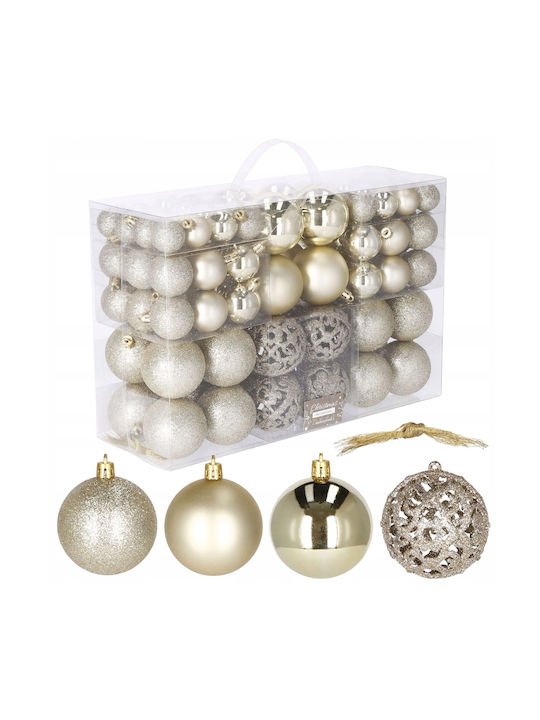 Christmas Tree Ornaments Set 100 Pieces 3-6cm Gold