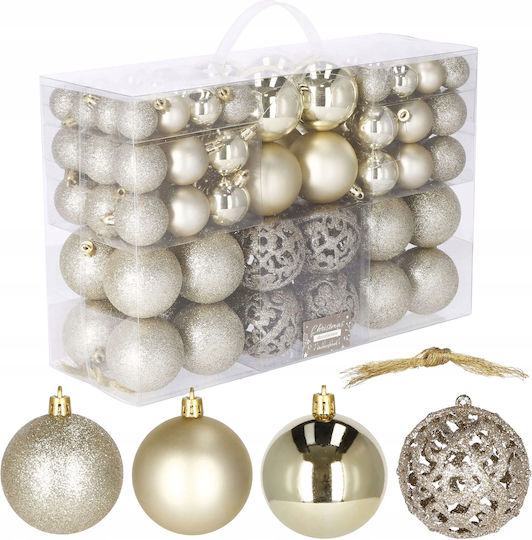 Christmas Ornament Set 100 Pieces 3-6cm Gold