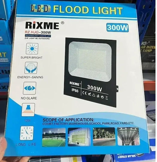 Rixme Στεγανός Προβολέας LED 300W Ψυχρό Λευκό IP66