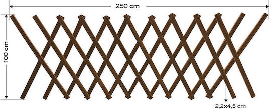 Trellis Pliabil de Grădină din Lemn cu Design în Grilă Romb în Culoare Bej 260x100cm