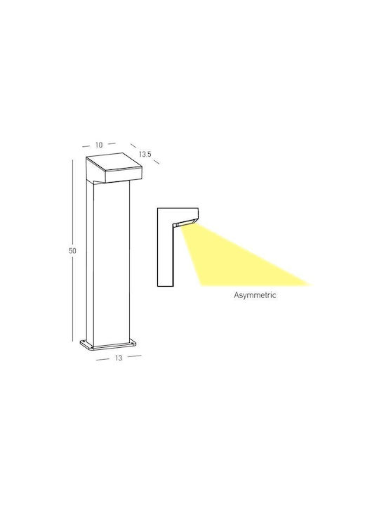 Zambelis Lights Φωτιστικό Κολωνάκι LED Εξωτερικού Χώρου 12W με Θερμό Λευκό Φως IP65 Γκρι