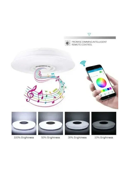 Universo Illuminazione Smart Πλαφονιέρα Οροφής 50εκ. Λευκή με Ενσωματωμένο LED και Τηλεχειριστήριο