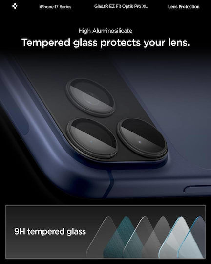 Spigen Optik Pro XL EZ Fit Camera Protector Tempered Glass Black for iPhone 17 Pro