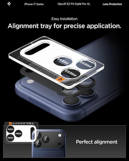 Spigen Sgp Glas.tr Optik Pro Xl Ez Fit Camera Protector Frame Lens Protection Glass 9h Camera Lens Apple iPhone 17 Pro Max 6.9 5g 2025 Black Agl10649