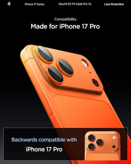 Spigen Optik Pro XL EZ Fit Camera Protector Tempered Glass Black for iPhone 17 Pro