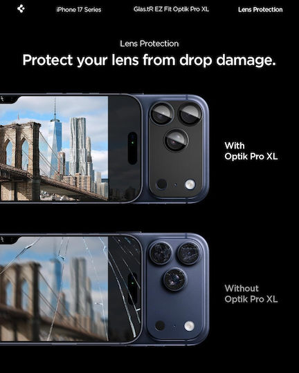 Spigen Sgp Glas.tr Optik Pro Xl Ez Fit Camera Protector Frame Lens Protection Glass 9h Camera Lens Apple iPhone 17 Pro Max 6.9 5g 2025 Black Agl10649