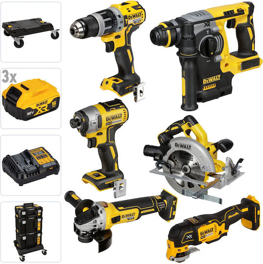 DEWALT DCK685P3T Set Circular Saw & Drill Driver & Impact Screwdriver & Jigsaw & Lens Brushless 18V with 3 Batteries 5Ah and Case