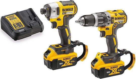 Dewalt Set Impact Screwdriver & Drill Driver Brushless 18V with 2 Batteries 5Ah and Case
