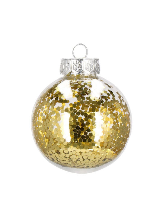 Unique Christmas Ornament Set 30 Pieces 7cm Transparent Gold