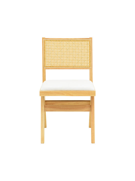 Winslow Dining Room Wooden Chair Natural Shade - White Fabric 46x58x80cm