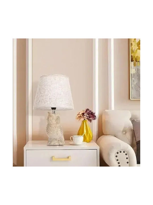 Aigostar Ceramic Table Lamp for Socket E14 with Beige Shade and Base