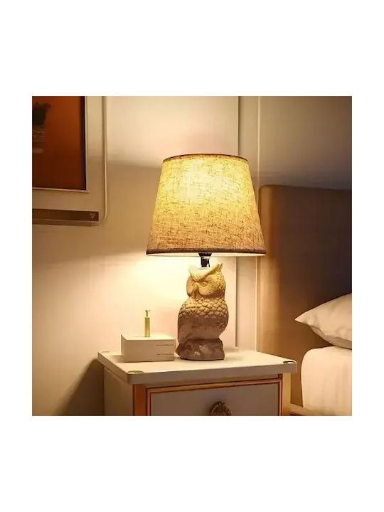 Aigostar Ceramic Table Lamp for Socket E14 with Beige Shade and Base