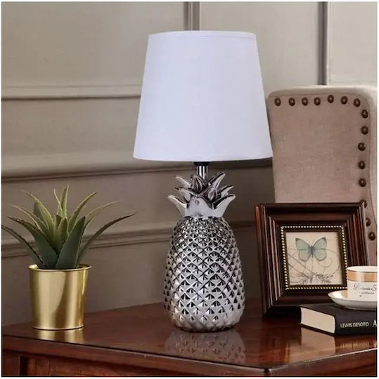 ForHome Ceramic Table Lamp for Socket E14 with Black Shade and Silver Base